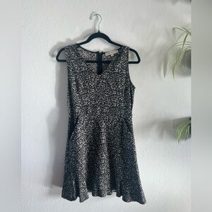 LOFT Size 4 Black and Cream Cheetah Sleeveless Dress- has Pockets!